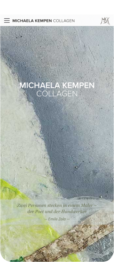 Webseite Michaela Kempen Collagen auf dem Smarphone, Startseite