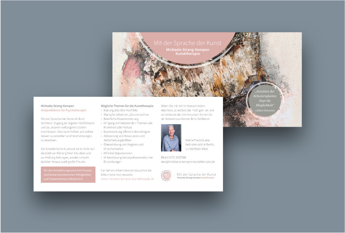 Info-Flyer im DIN-lang-Format – Michaela Strang-Kempen Kunsttherapie